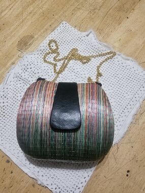 Colorful Handwoven Multi-color Straw and Rattan Handbag from Le Sac for Kultura